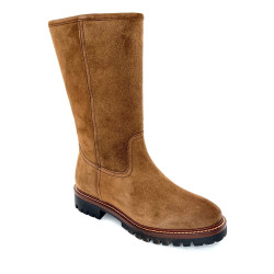 Botte en daim marron haute à clous